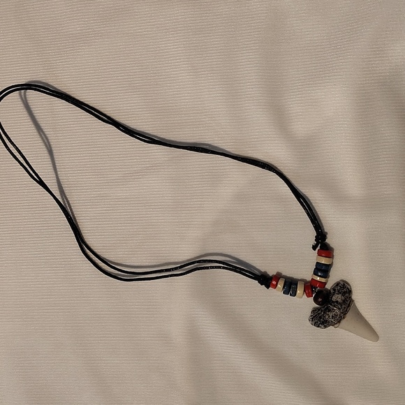 “Shark Tooth Tribal Necklace — Surf Boho Handmade Jewelry" - Picture 5 of 6